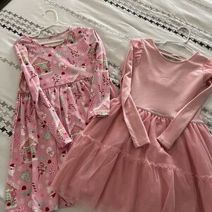 Pink Long Sleeve Kids Dresses Set